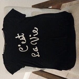 🤑🤑 Cupio Top Womens M Black C'est La Vie Short Sleeve tee